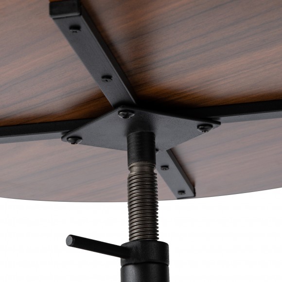 Glitzhome Glitzhome Set Of 3 Pub Table Set - Industrial Modern Adjustable Round Bar Table With Walnut Veneer Top And Rustic Steel Bar Stools