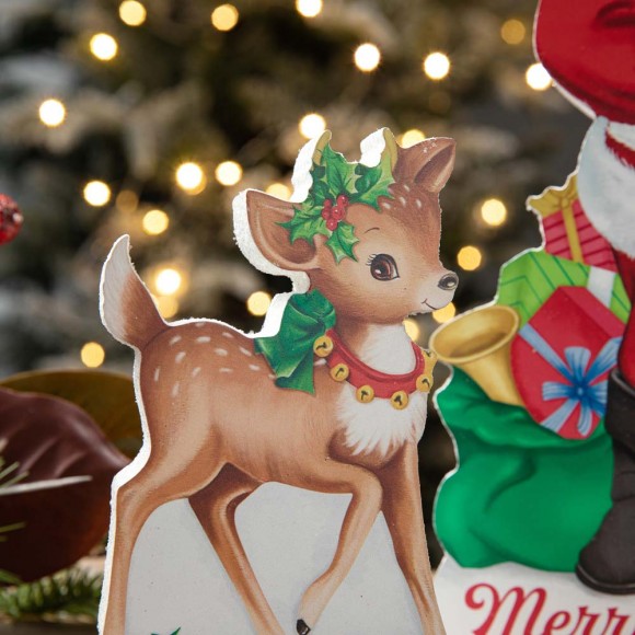 Glitzhome Glitzhome Set Of 3 Wooden Christmas Santa ELF Reindeer Table Decor
