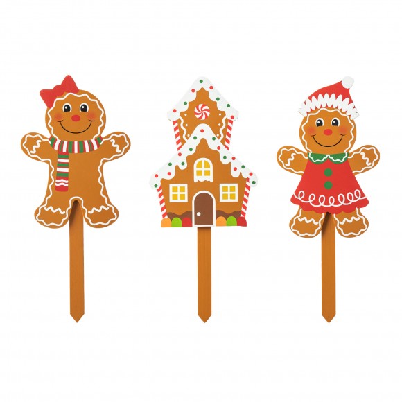 glitzhome Glitzhome Set of 3 Wooden Gingerbread Man Yard Stake