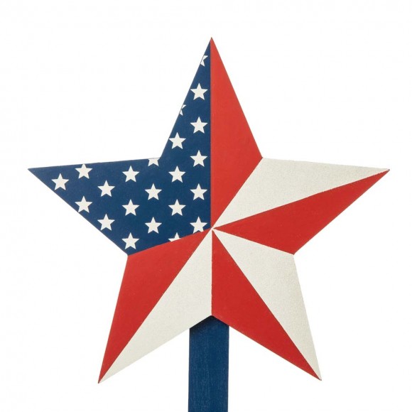 Glitzhome Glitzhome Set Of 3 Wooden Patriotic Star Yard Stakes