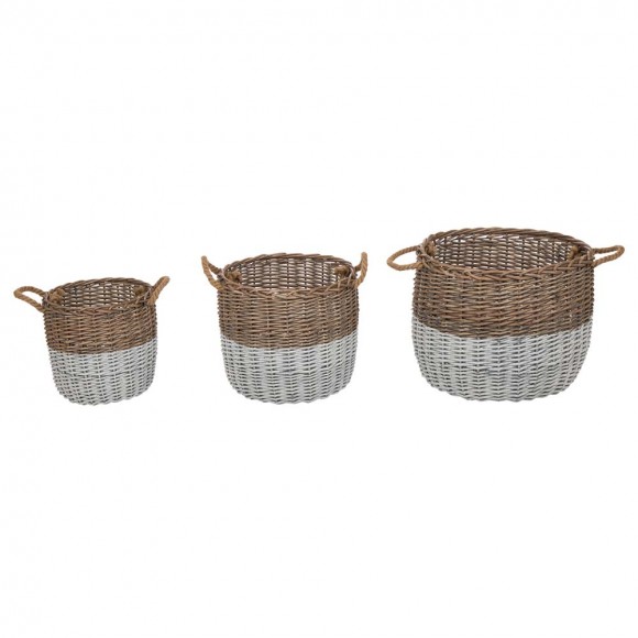 glitzhome Glitzhome Set of 3pcs Natural/White Round Willow Baskets