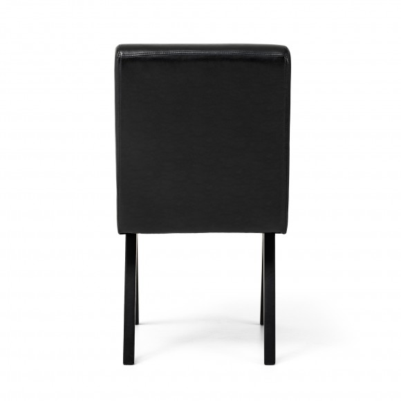 Glitzhome Glitzhome Set Of 4 Mid-Century Modern Black Leatherette Solid Back Dining Chair With V-shaped Solidwood Legs