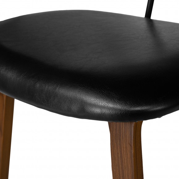 Glitzhome Glitzhome Set Of 4 Mid-Century Modern Black Leatherette Bar Stool With Walnut Bentwood Frame And Backrest