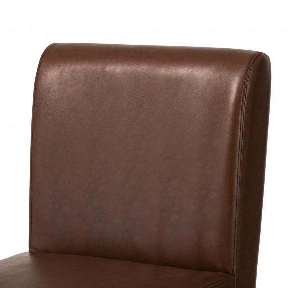 Glitzhome Glitzhome Set Of 4 Mid-Century Modern Brown Leatherette Solid Back Dining Chair With V-shaped Solidwood Legs