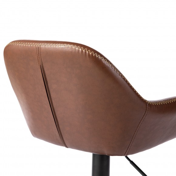 Glitzhome Glitzhome Set Of 4 Mid-Century Modern Brown Leatherette Gaslift Adjustable Swivel Bar Stool