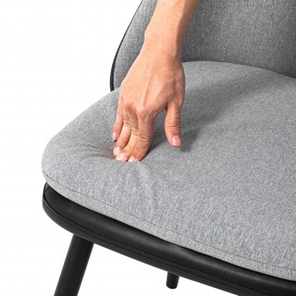 Glitzhome Glitzhome Set Of 4 Modern Two-tone Color Dining Chair With Metal Black Tapered Legs - Black Leatherette Mixed Grey Fabric