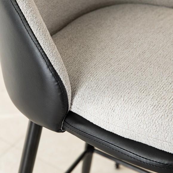 Glitzhome Glitzhome Set Of 4 Modern Two-tone Color Swivel Bar Stool With Metal Black Tapered Legs- Black Leatherette Mixed Beige Chenille Fabric