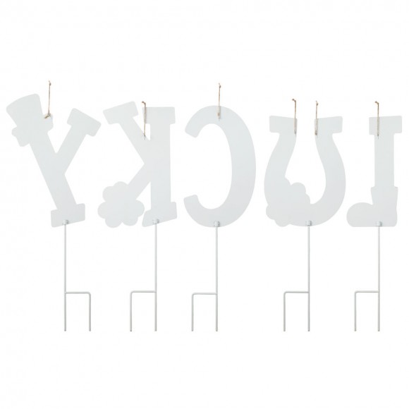 Glitzhome Glitzhome Set Of 5 St. Patrick's Metal "Lucky" Yard Stake Or Wall Decor