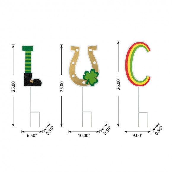 Glitzhome Glitzhome Set Of 5 St. Patrick's Metal "Lucky" Yard Stake Or Wall Decor