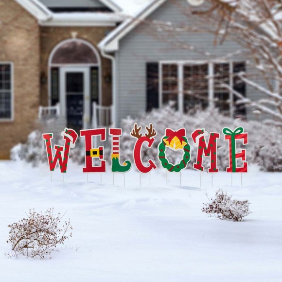 Glitzhome Glitzhome Set Of 7 Metal WELCOME Yard Stake Or Wall Decor