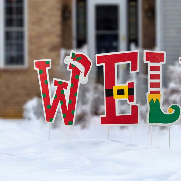 Glitzhome Glitzhome Set Of 7 Metal WELCOME Yard Stake Or Wall Decor