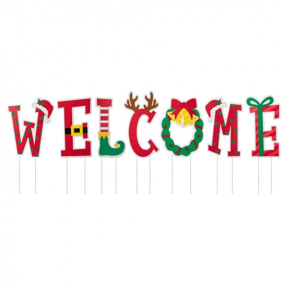 glitzhome Glitzhome Set of 7 Metal WELCOME Yard Stake or Wall Decor