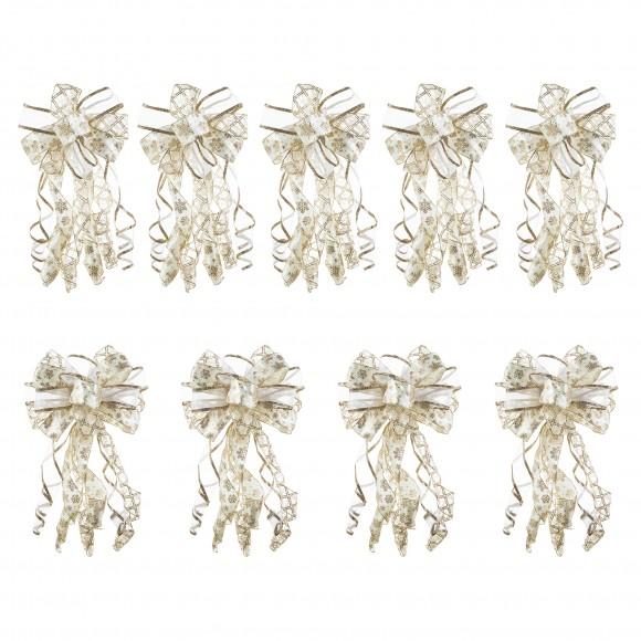 glitzhome Glitzhome Set of 9 32"H Christmas Elegant Snowflake Ribbon bow decor