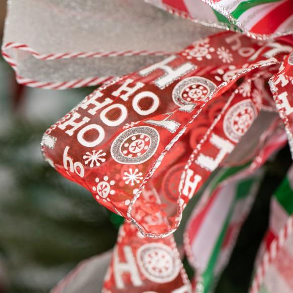 Glitzhome Glitzhome Set Of 9 32"H Christmas Whimsical Red & Green Ribbon Bow Decor