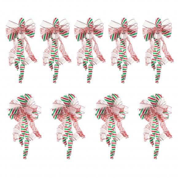glitzhome Glitzhome Set of 9 32"H Christmas Whimsical Red & Green ribbon bow decor