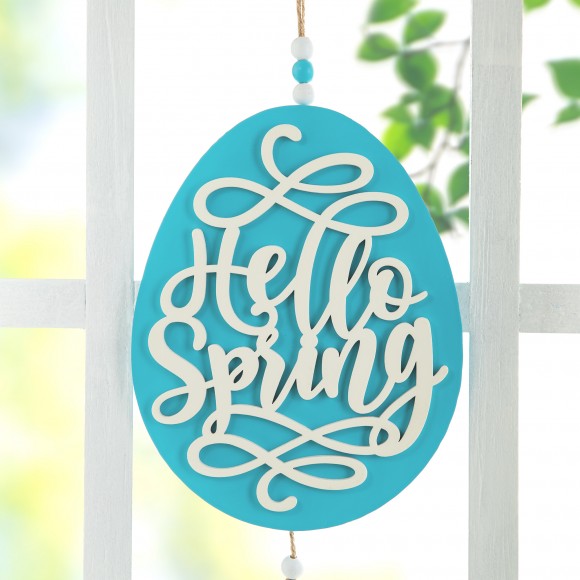 Glitzhome Glitzhome Set Of Two 17"H Easter Wooden Eggs Door Hanger