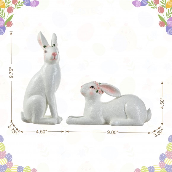 Glitzhome Glitzhome Set Of Two 9.75"H Easter Resin Bunny Table Decor