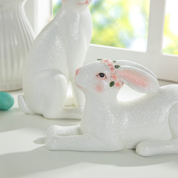 Glitzhome Glitzhome Set Of Two 9.75"H Easter Resin Bunny Table Decor