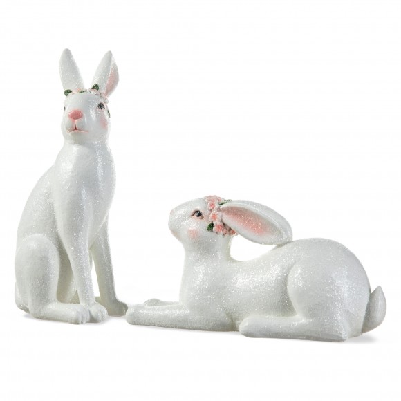 glitzhome Glitzhome Set of Two 9.75"H Easter Resin Bunny Table Decor