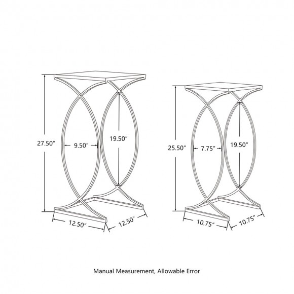 Glitzhome Glitzhome Silver Metal Nesting Side & End Accent Table With Square Glass Top Set Of 2