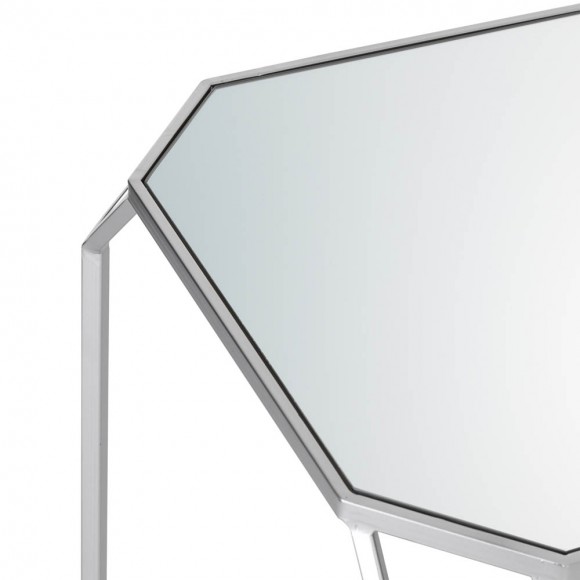 Glitzhome Glitzhome Silver Metal Nesting Side & End Accent Table With Glass Top Set Of 2