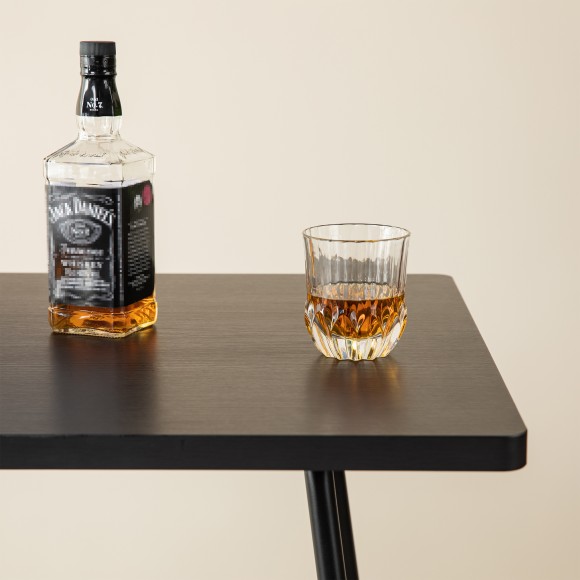 Glitzhome Glitzhome SIndustrial Modern Square Bar Table With Black Oak Veneer Top And Black Steel Base