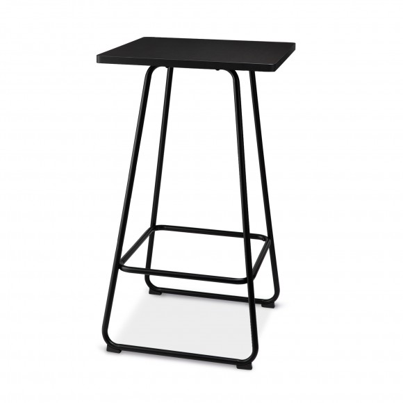 glitzhome Glitzhome SIndustrial Modern Square Bar Table with Black Oak Veneer Top and Black Steel Base