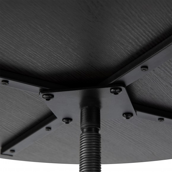 Glitzhome Glitzhome SSet Of 3 Pub Table Set - Industrial Modern Adjustable Round Bar Table With Black Oak Veneer Top And Black Steel Bar Stools