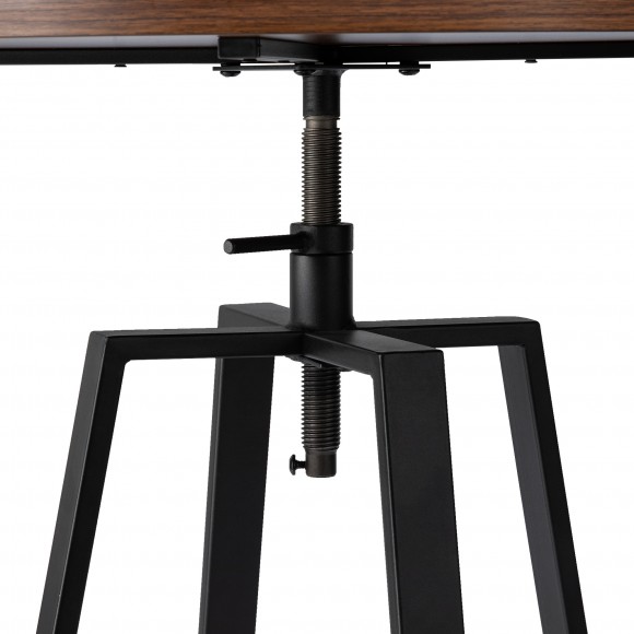 Glitzhome Glitzhome SSet Of 3 Pub Table Set - Industrial Modern Adjustable Round Bar Table With Walnut Veneer Top And Round Rustic Steel Bar Stools