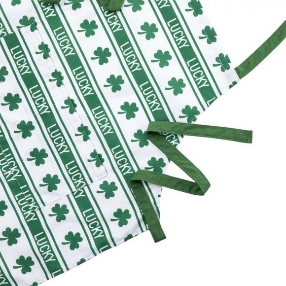 Glitzhome Glitzhome St. Patrick's Day Shamrocks Apron With 2 Roomy Pockets