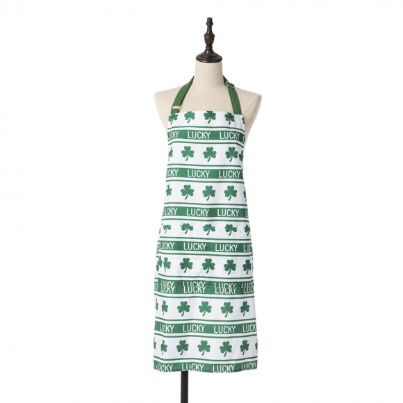 glitzhome Glitzhome St. Patrick's Day Shamrocks Apron with 2 Roomy Pockets