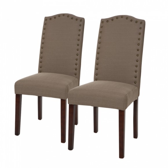glitzhome Glitzhome Tan Upholstered Dining Chairs With Studded Decoration Set Of 2