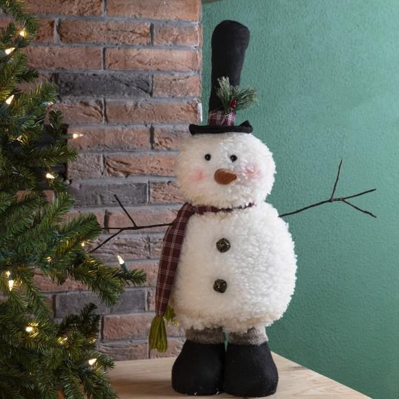 Glitzhome Glitzhome Telescoped Fabric Christmas Snowman Standing Décor