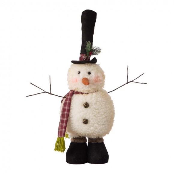 glitzhome Glitzhome Telescoped Fabric Christmas Snowman Standing Décor