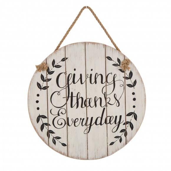 glitzhome Glitzhome Thanksgiving Wall Decorations Farmhouse Wooden Wall Decorative Sign Round Hanging Thanksgiving Wall Art