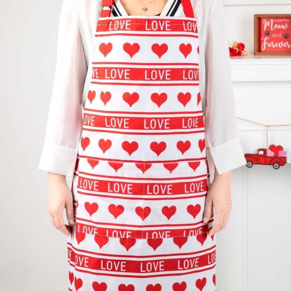 Glitzhome Glitzhome Valentine's Fabric Heart Apron With 2 Roomy Pockets