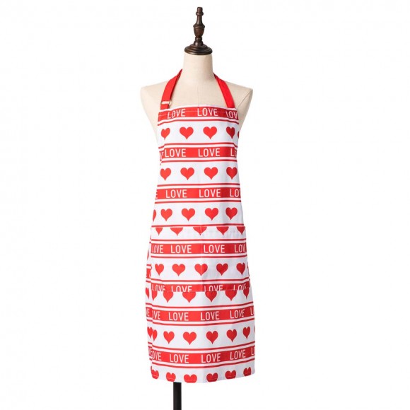glitzhome Glitzhome Valentine's Fabric Heart Apron with 2 Roomy Pockets