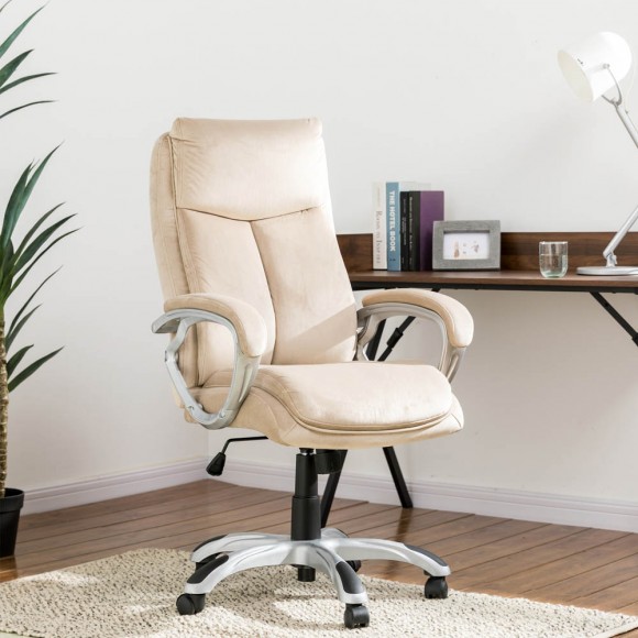 Glitzhome Glitzhome Velvet Gaslift Adjustable High-Back Swivel Office Chair