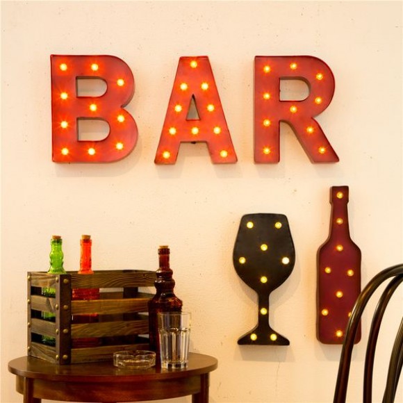 Glitzhome Glitzhome Vintage Marquee LED Lighted Letter B Sign Battery Operated Red