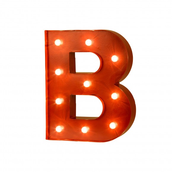 glitzhome Glitzhome Vintage Marquee LED Lighted Letter B Sign Battery Operated Red