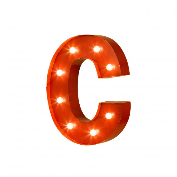 glitzhome Glitzhome Vintage Marquee LED Lighted Letter C Sign Battery Operated Red