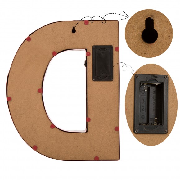 Glitzhome Glitzhome Vintage Marquee LED Lighted Letter D Sign Battery Operated Red