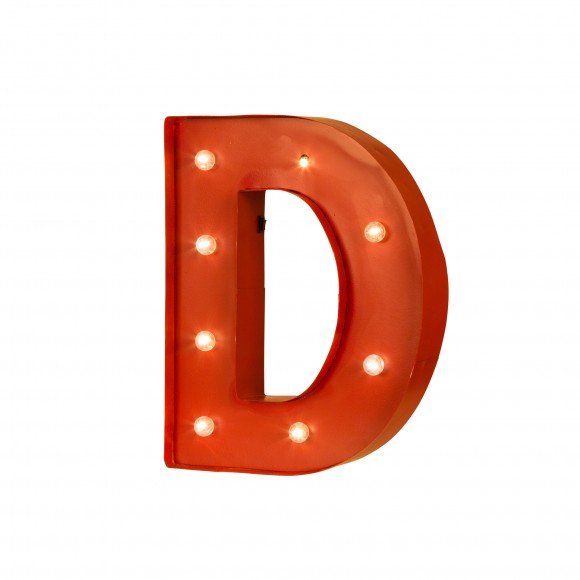 glitzhome Glitzhome Vintage Marquee LED Lighted Letter D Sign Battery Operated Red