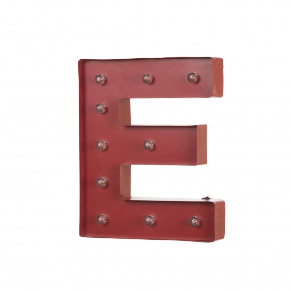 Glitzhome Glitzhome Vintage Marquee LED Lighted Letter E Sign Battery Operated Red