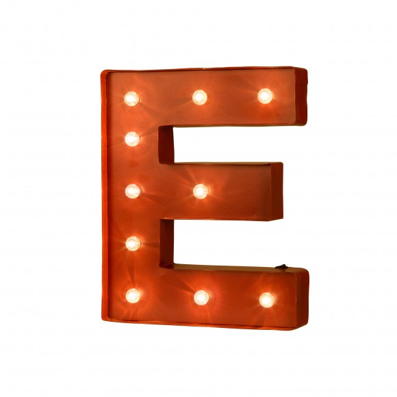 glitzhome Glitzhome Vintage Marquee LED Lighted Letter E Sign Battery Operated Red
