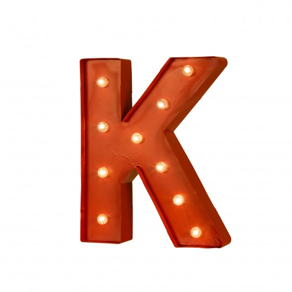 glitzhome Glitzhome Vintage Marquee LED Lighted Letter K Sign Battery Operated Red