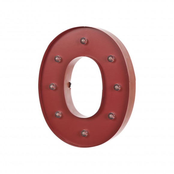 Glitzhome Glitzhome Vintage Marquee LED Lighted Letter O Sign Battery Operated Red