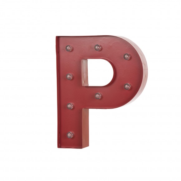 Glitzhome Glitzhome Vintage Marquee LED Lighted Letter P Sign Battery Operated Red