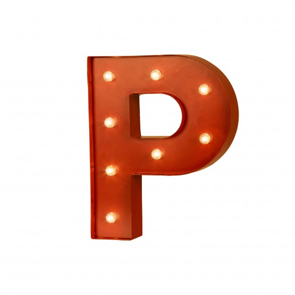 glitzhome Glitzhome Vintage Marquee LED Lighted Letter P Sign Battery Operated Red