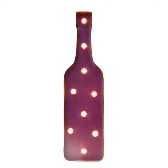 glitzhome Glitzhome Vintage Marquee LED Lighted Wine Bottle Sign Wall Decor Battery Operated Red